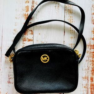 Michael Kors Cross-Body Purse (Black + Gold)